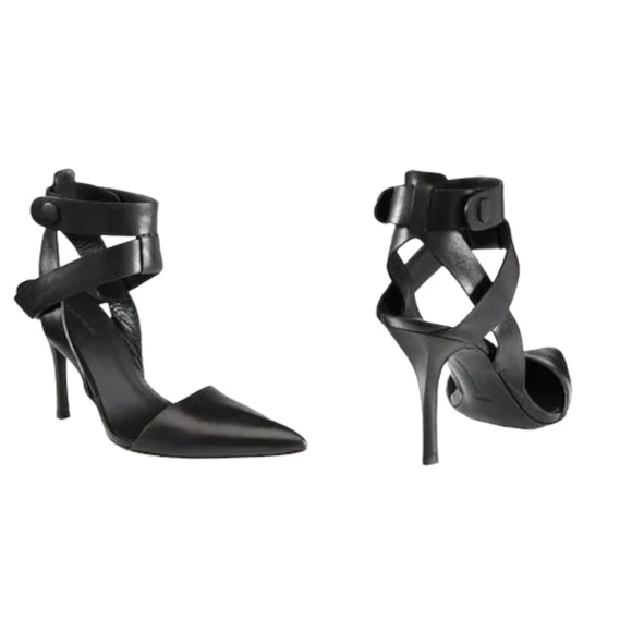 Alexander Wang Sonja Black Leather Bondage Ankle Strap Pumps Women’s EU 39 - Picture 10 of 11